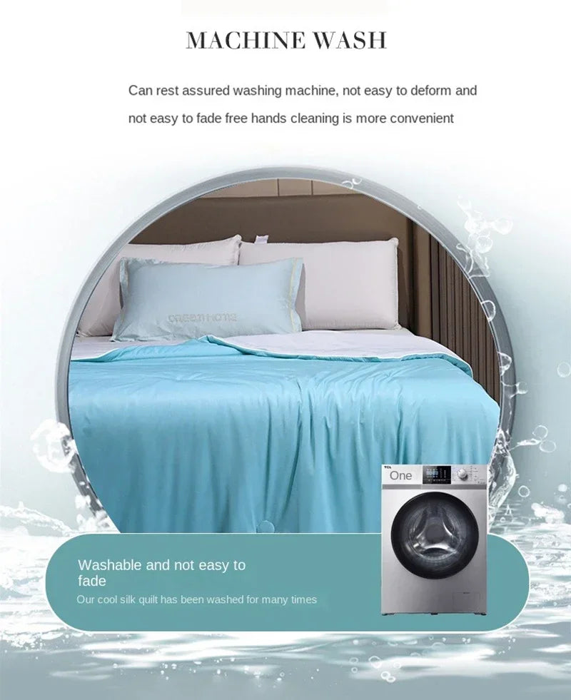 Air Condition Summer Comforter — Pure Color Ice Silk Cooling Blanket, Lightweight & Smooth Twin/King Size Quilt | Kalsten