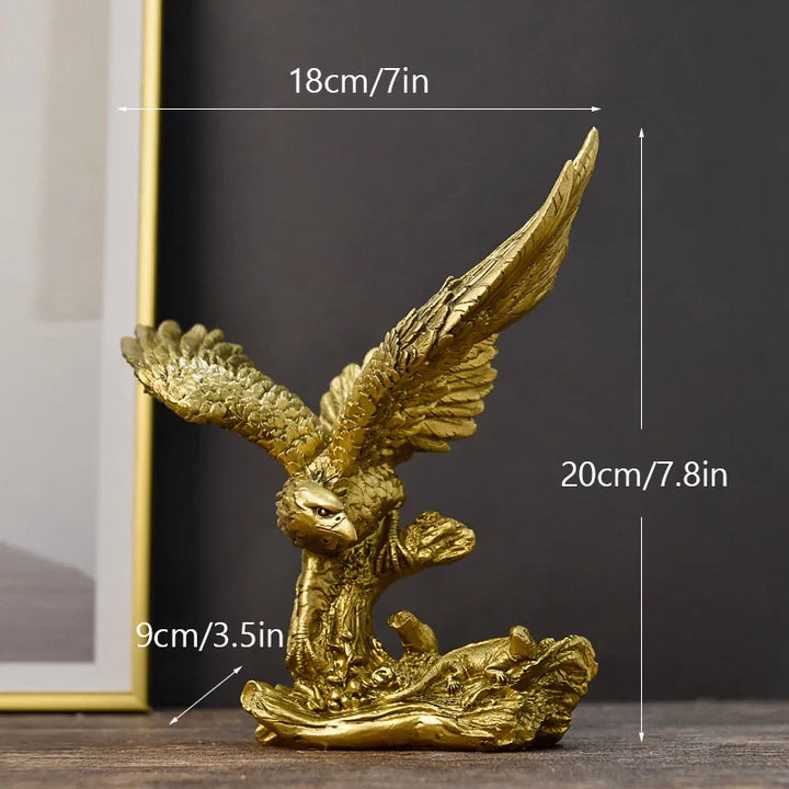 Kalsten | Resin Golden Eagle Statue Art Animal Model Collection Ornament Home Office Desk Feng Shui Decor Figures simple