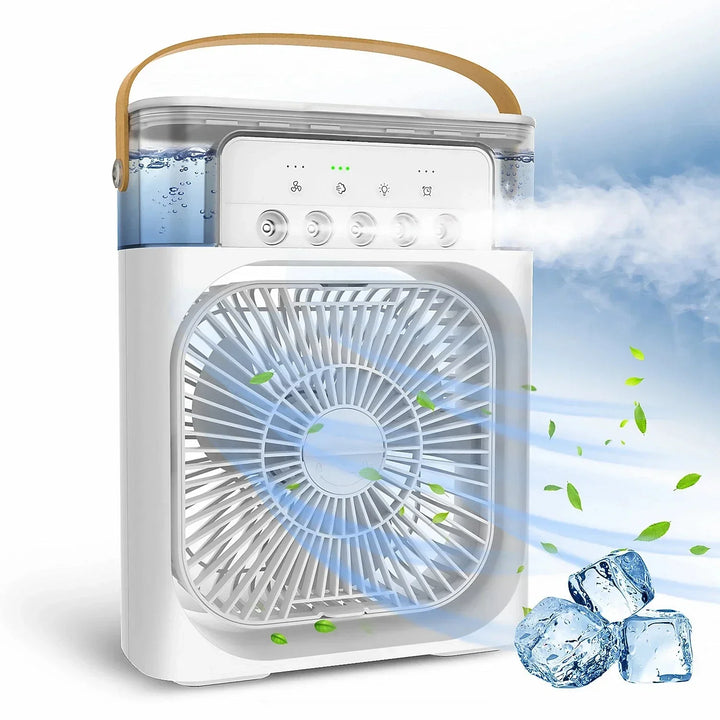 Portable USB Electric Fan with LED Night Light and Water Mist - 3-in-1 Air Humidifier for Home | Kalsten