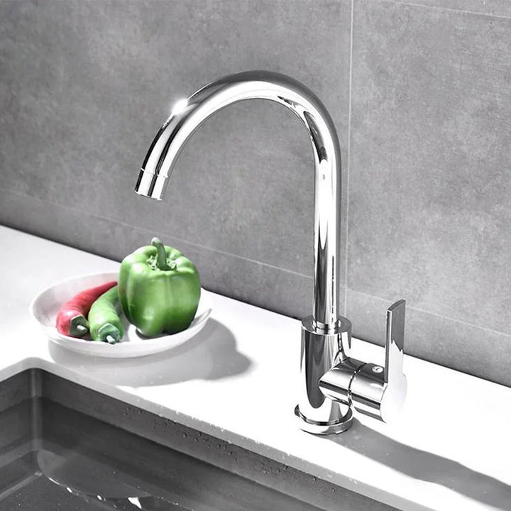 Chrome faucet with single lever mixer – High-quality faucet for sinks, easy to clean, durable and simple installation for modern kitchens | Kalsten