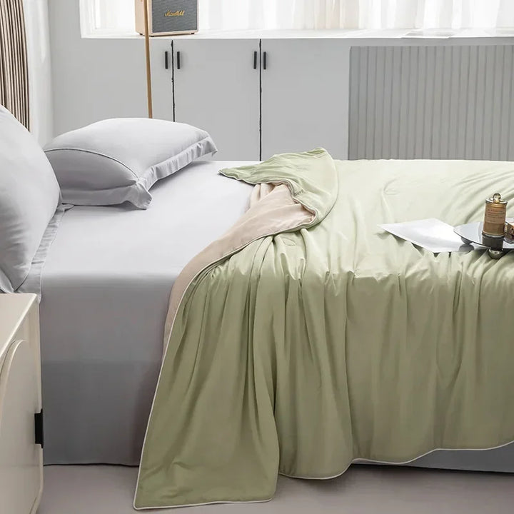 Air Condition Summer Comforter — Pure Color Ice Silk Cooling Blanket, Lightweight & Smooth Twin/King Size Quilt | Kalsten