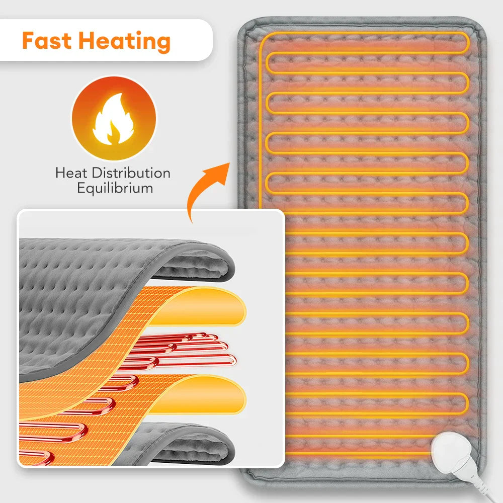 Kalsten | ThermaEase Electric Heating Pad | 9 Temperature Levels & 4 Timer Modes | 30×60 cm | Washable & Quick Heating | For Back, Stomach & Legs