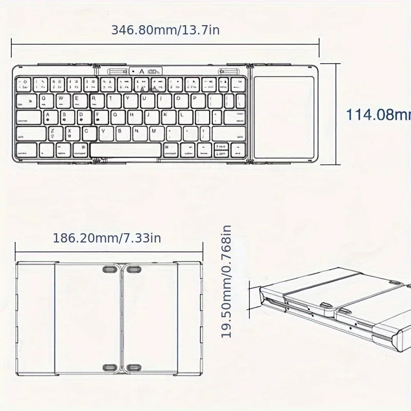 Kalsten | Foldable RGB Wireless Built-in Touchpad Backlit Travel Keyboard
