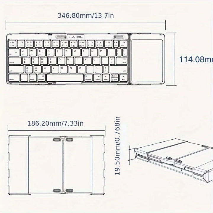 Kalsten | Foldable RGB Wireless Built-in Touchpad Backlit Travel Keyboard
