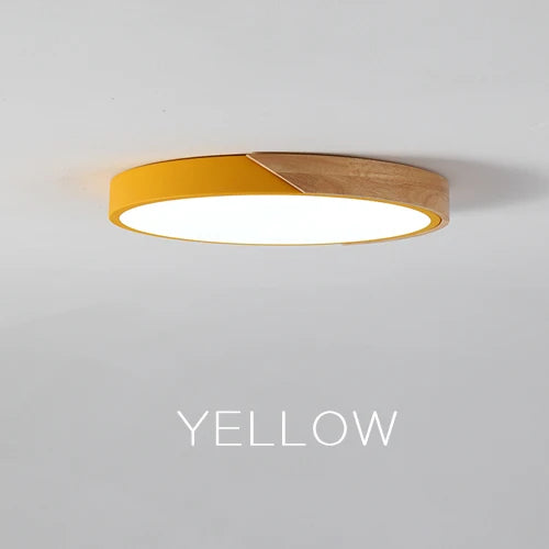 Modern LED Surface Mount Ceiling Light – Ultra-Thin Wooden Lighting Fixture with Remote Control for Living Room, Balcony, and Home Decor | Kalsten