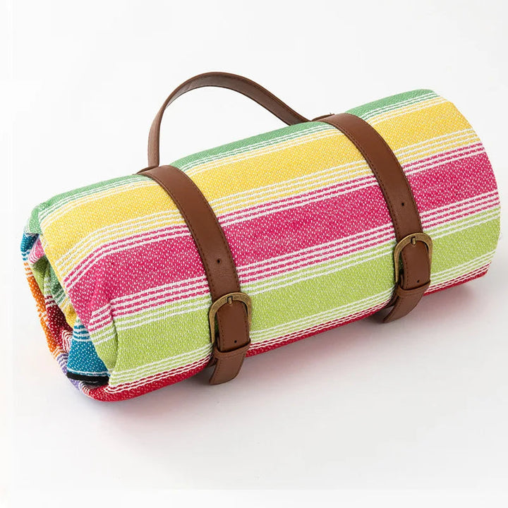Picnic blanket waterproof with leather carrying strap | Kalsten