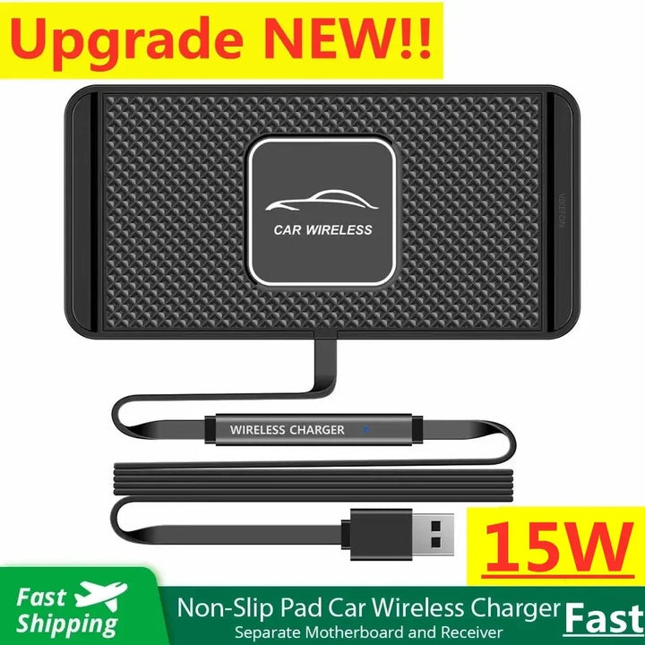 Kalsten | Enervia Wireless Charging Pad | 15W Fast Charging | Non-Slip & Ultra-Slim | For Car & Home
