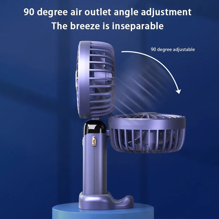 USB Handheld Mini Fan Foldable Portable Neck Hanging Fans 5 Speed USB Rechargeable Fan with Phone Stand and Display Screen | Kalsten