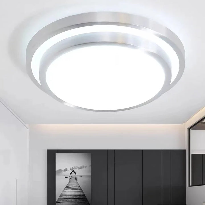 Modern LED Ceiling Light - Double Layers Round Aluminium Remote Controlled Lamp for Bedroom, Dining Room, Living Room Decor | Kalsten