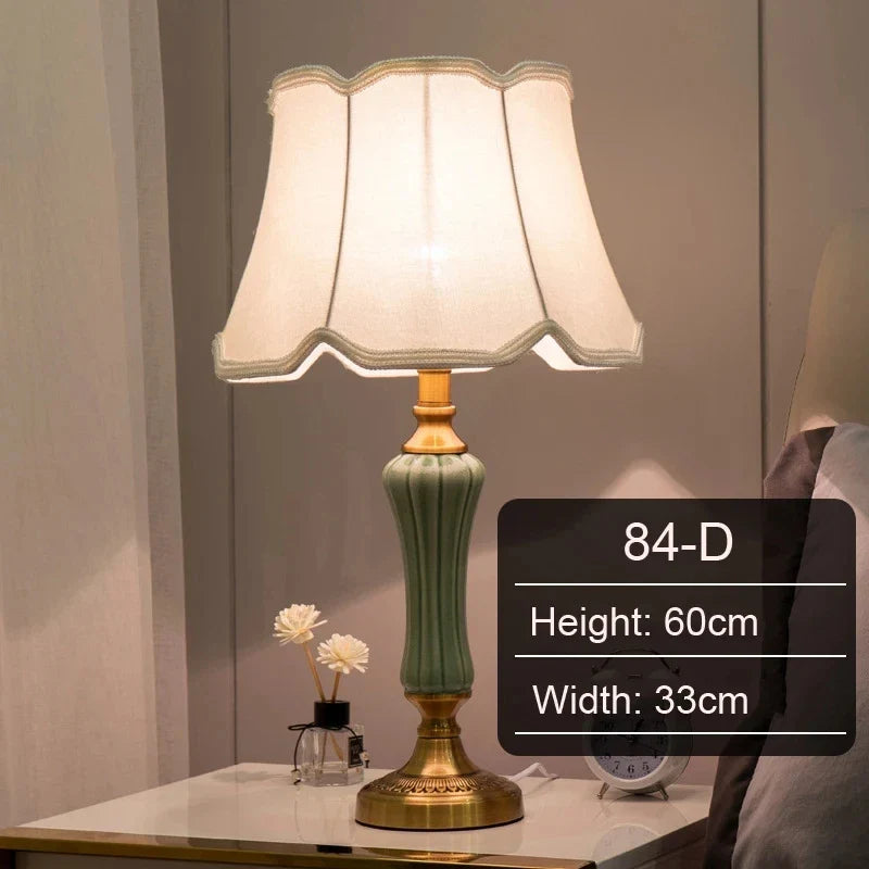 Modern Hotel Bedside Lamp Table Ceramic Light - Nordic Ins Fabric Desk Light - Household Foyer Living Room Bedside Study Desk Lamp | Kalsten