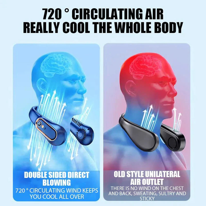 Portable Mini Bladeless Neckband Fan with Digital Display - USB Rechargeable Air Cooler for Neck, Hands-Free Cooling Experience | Kalsten
