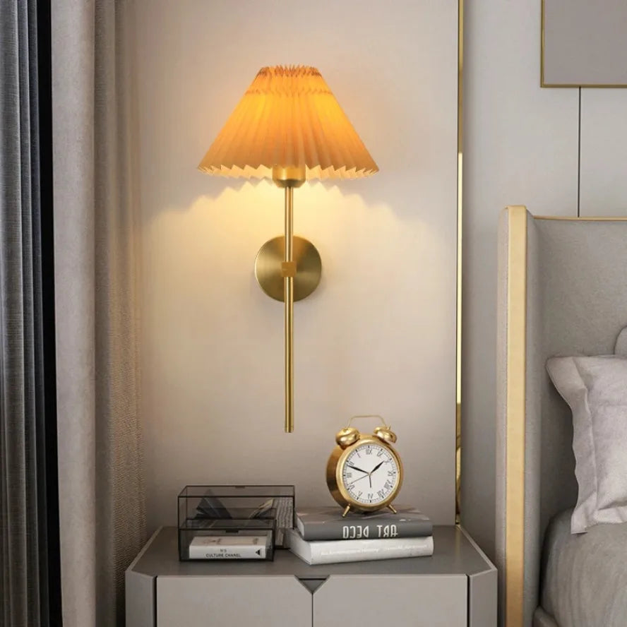 Nordic LED Wall Lamp – Modern Retro Design for Living Room, Bedroom, and Study, E27 Base, Fabric Shade, Wall-Mounted | Kalsten