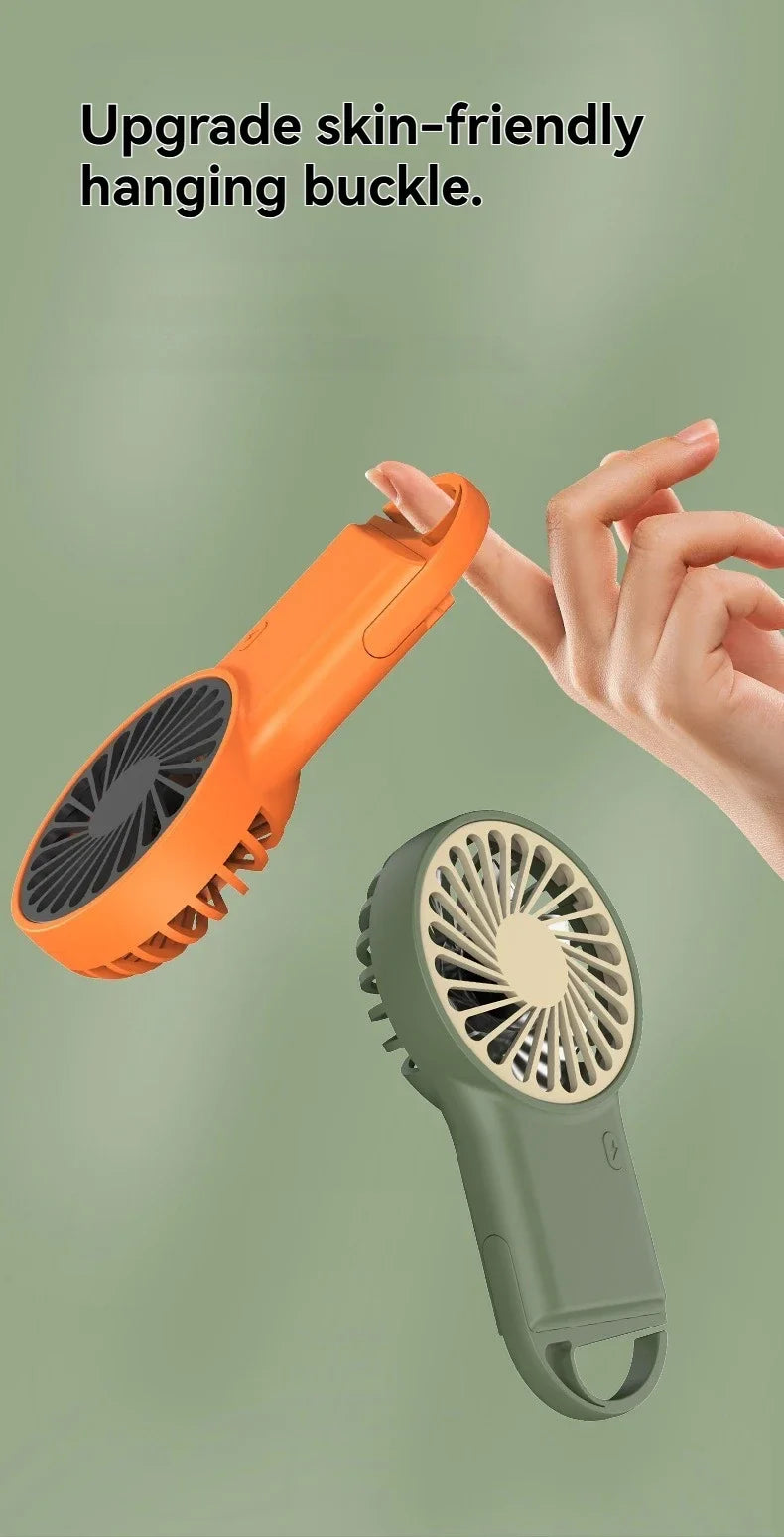 New Foldable USB Rechargeable Mini Fan | Handheld Desktop Fan with Cartoon Design & Hook for Outdoor, Home & Office Use | Kalsten