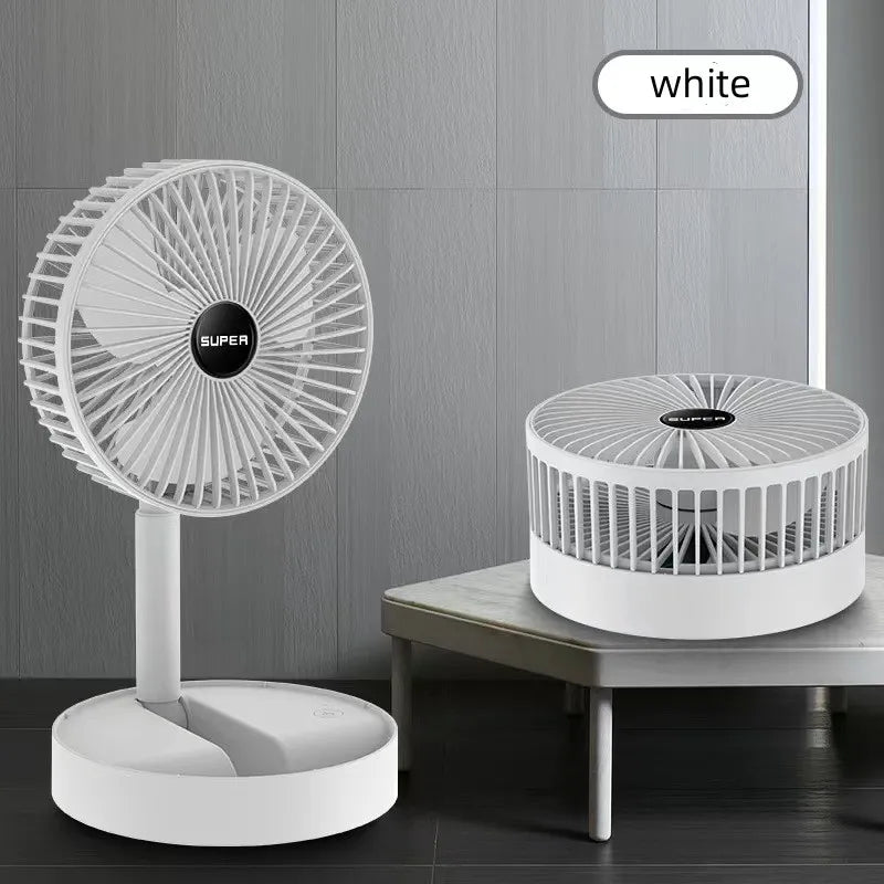 Portable 6-Inch Stand Fan | Folding Telescopic Floor/USB | Rechargeable Battery | 3 Speeds, Super Quiet, Adjustable Height | Kalsten