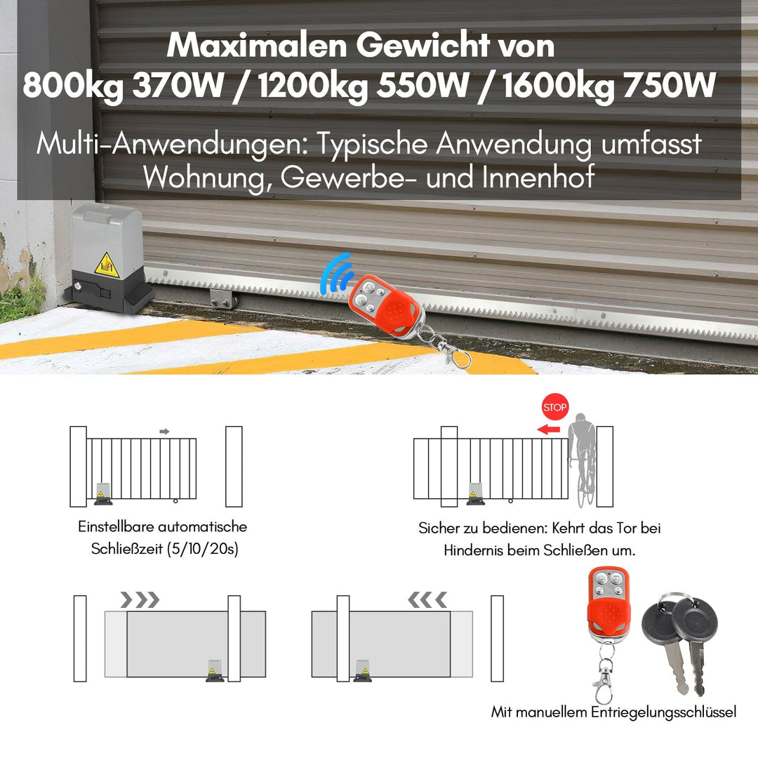 Sliding gate drive garage door opener 370W/550W/750W | Kalsten