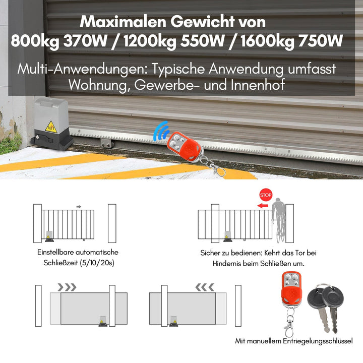 Sliding gate drive garage door opener 370W/550W/750W | Kalsten