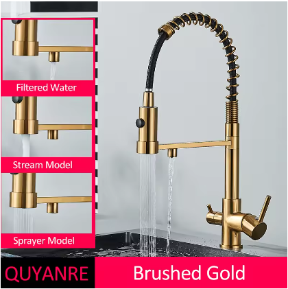 Sandsberg Black Filter Kitchen Faucet with Dual Outlet – Mixing Tap with Water Filter for Kitchens, Water Treatment and Cleaning | Kalsten