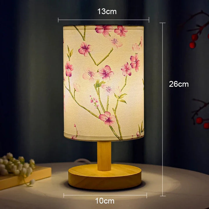 LiánHua LED Table Lamp Plum Blossom | Dimmable | Fabric Shade in Chinese Style | Warm White Light | EU Plug | Kalsten