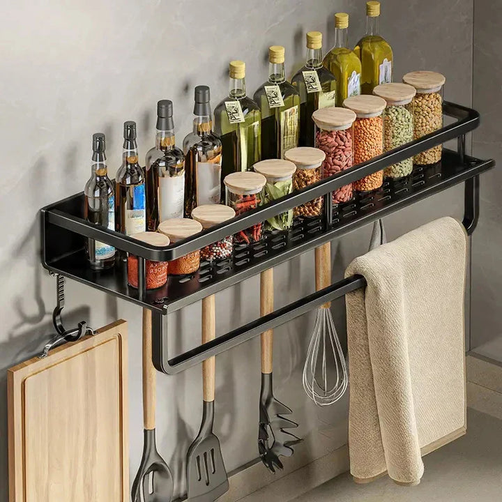 Wall-Mounted Kitchen Rack – Space-Saving and Stylish Aluminum Rack for Kitchen Utensils | Kalsten