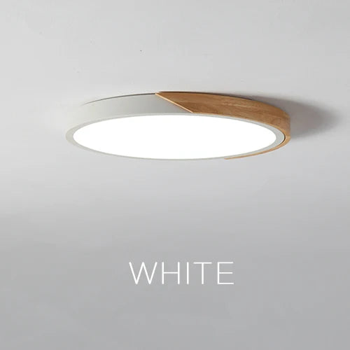 Modern LED Surface Mount Ceiling Light – Ultra-Thin Wooden Lighting Fixture with Remote Control for Living Room, Balcony, and Home Decor | Kalsten