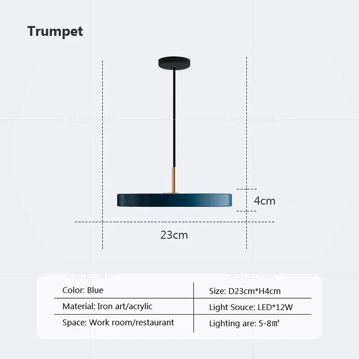 Modern LED Pendant Light – 23/30cm Disc Hanging Lamp for Bedroom, Living Room, Office, and Aisle – Dimmable LED Ceiling Light | Kalsten