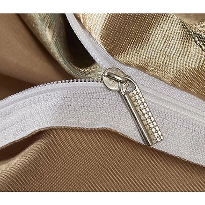 Luxurious Satin Rayon Jacquard Duvet Cover in Gold & Blue Kalsten