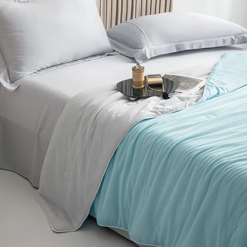 Air Condition Summer Comforter — Pure Color Ice Silk Cooling Blanket, Lightweight & Smooth Twin/King Size Quilt | Kalsten