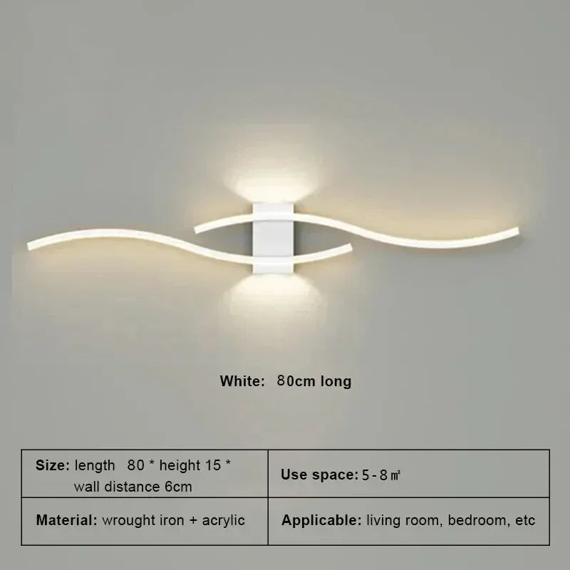 Modern Minimalist LED Strip Wall Lamp – Dimmable Wall Sconce for Living Room, Bedroom, Restaurant, and Bathroom | Kalsten