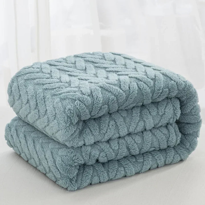 Kalsten | Jacquard Fleece Blanket CozyWeave | Single Layer & Double Sided | Soft Tafu & Shu Cotton Fleece | For Autumn & Winter