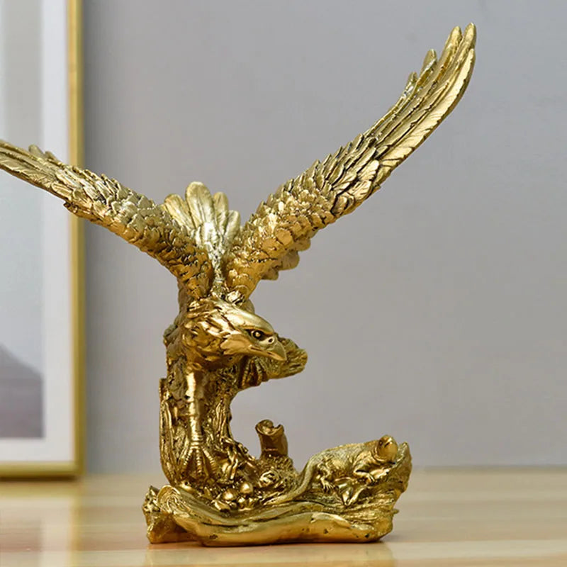 Kalsten | Resin Golden Eagle Statue Art Animal Model Collection Ornament Home Office Desk Feng Shui Decor Figures simple