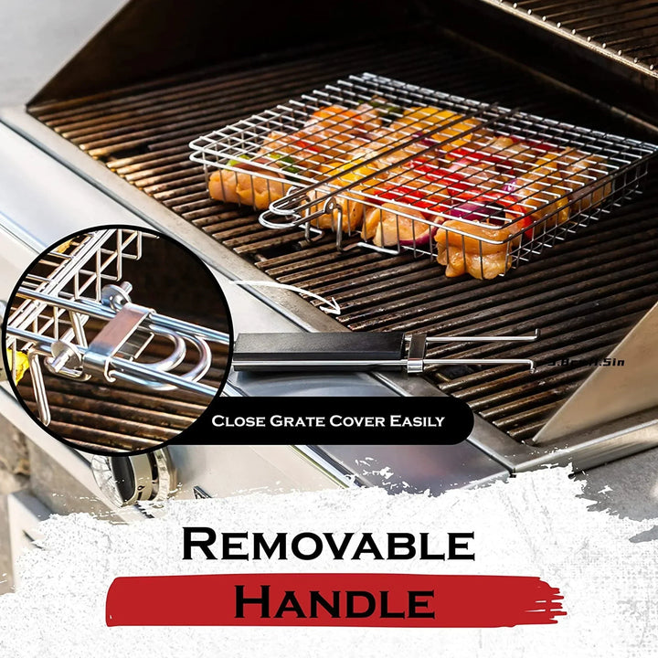 Kalsten | Grillaro BBQ Basket | Foldable & Non-Stick | Stainless Steel & Heat Resistant | For Meat & Vegetables