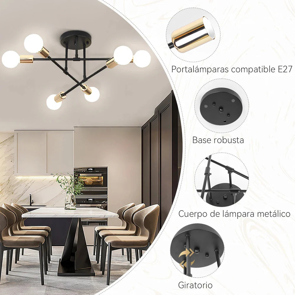 Modern LED Ceiling Chandelier – 6-Light Hanging Pendant Lamp for Living Room, Dining Room, and Kitchen | Kalsten