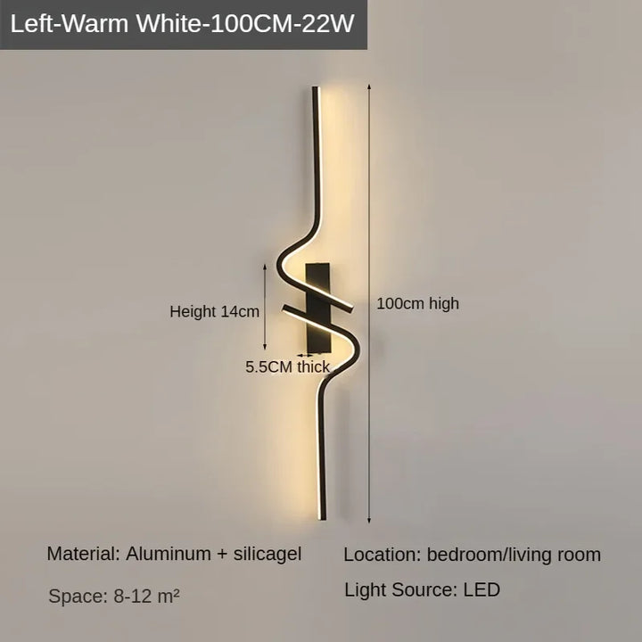 Modern Minimalist Strip Led Wall Light Bedroom Lights For Bedside Wall Sconce Led Light Living Room TV Sofa Background Wall Lamp | Kalsten