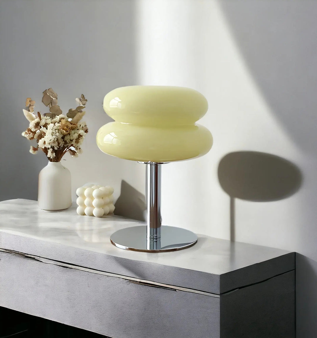 Elegant Macaron Glass Table Lamp with USB - 3 Light Colors Kalsten