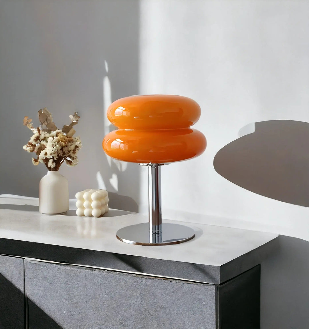 Elegant Macaron Glass Table Lamp with USB - 3 Light Colors Kalsten