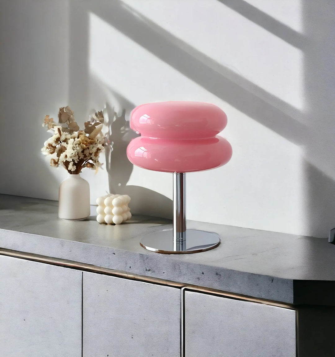 Elegant Macaron Glass Table Lamp with USB - 3 Light Colors Kalsten