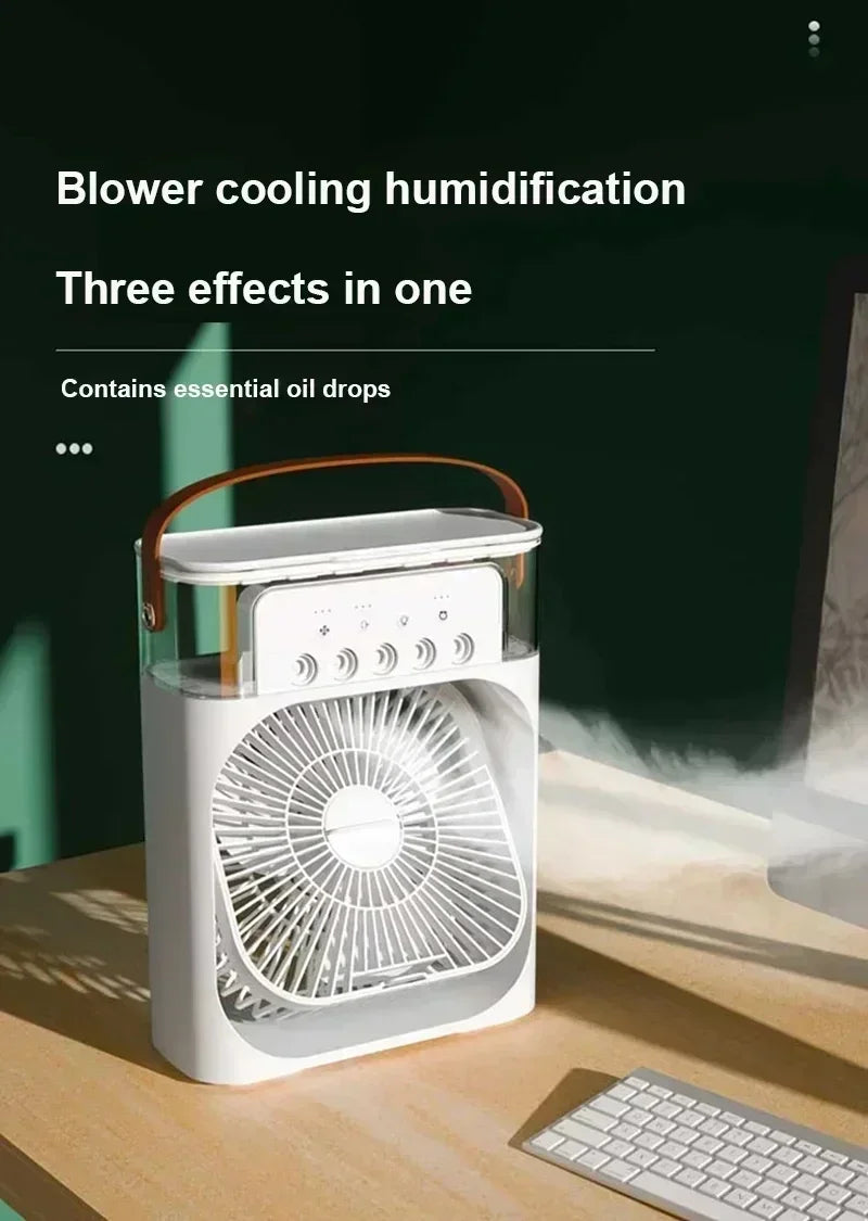 3-in-1 Mini Air Cooler Fan – Portable Household Air Conditioner with LED Night Light, Humidifier, and Adjustable Air for Home & Office | Kalsten