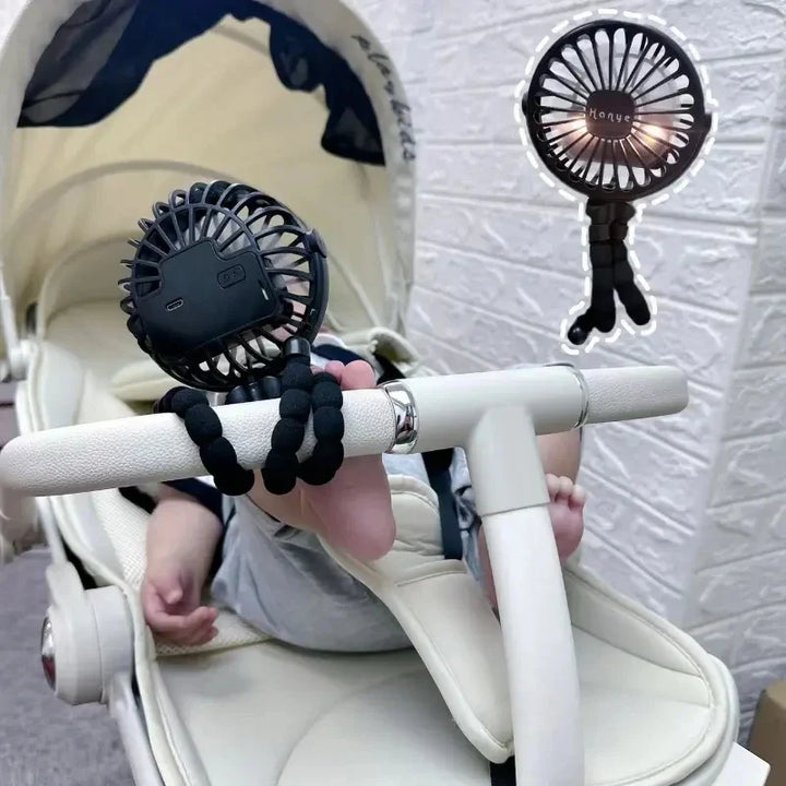 Rechargeable Baby Stroller Fan: Handheld USB Bladeless Mini Ventilator - Silent Cooling for Outdoor Use, Neck and Table Fan | Kalsten
