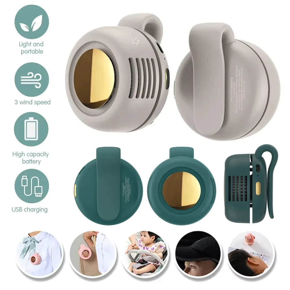 Portable Mini Handheld Bladeless Fan – Rechargeable Clip-On Waist or Desktop Fan for Outdoor Ventilation | Kalsten