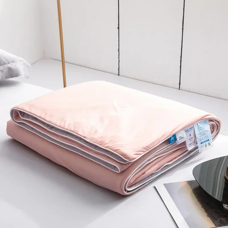 Air Condition Summer Comforter — Pure Color Ice Silk Cooling Blanket, Lightweight & Smooth Twin/King Size Quilt | Kalsten