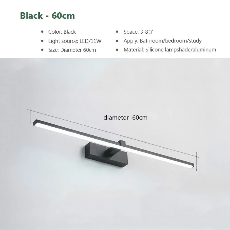 Modern Gold LED Wall Lamp – Bathroom Mirror Light with Touch Switch for Bedroom, Living Room, and Vanity Lighting | Kalsten