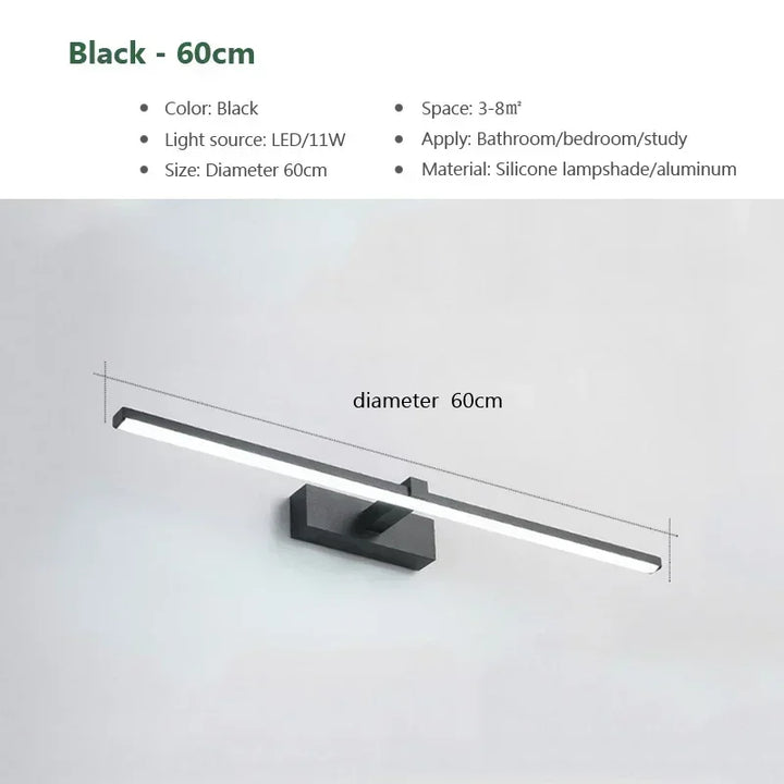 Modern Gold LED Wall Lamp – Bathroom Mirror Light with Touch Switch for Bedroom, Living Room, and Vanity Lighting | Kalsten