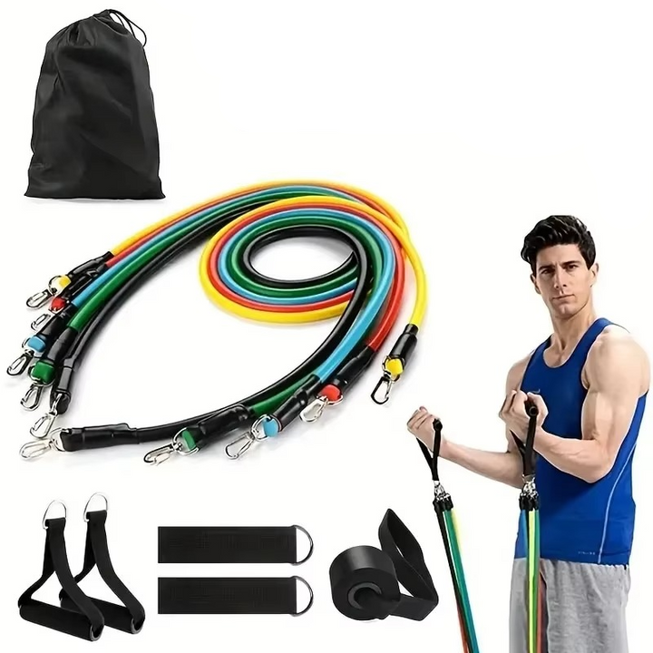Kalsten | 11-Piece TPE Resistance Band Set with Handles, Door Anchor, Ankle Straps, Carry Bag