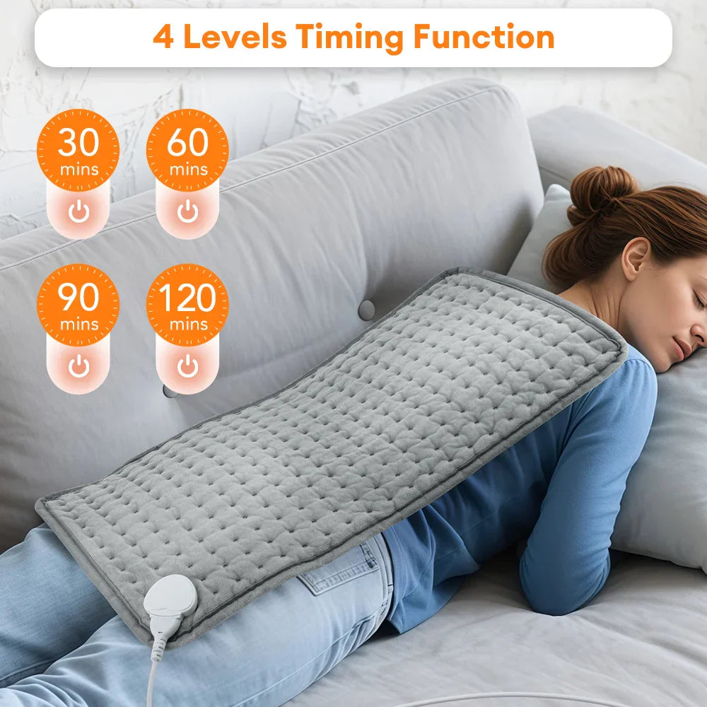 Kalsten | ThermaEase Electric Heating Pad | 9 Temperature Levels & 4 Timer Modes | 30×60 cm | Washable & Quick Heating | For Back, Stomach & Legs