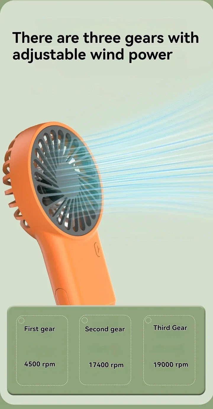 New Foldable USB Rechargeable Mini Fan | Handheld Desktop Fan with Cartoon Design & Hook for Outdoor, Home & Office Use | Kalsten