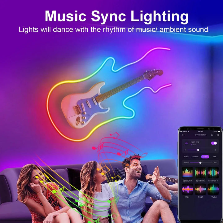 LED RGB Strip - Neon Ambient - Music Synchronization - USB - TV and Bedroom Decoration | Kalsten