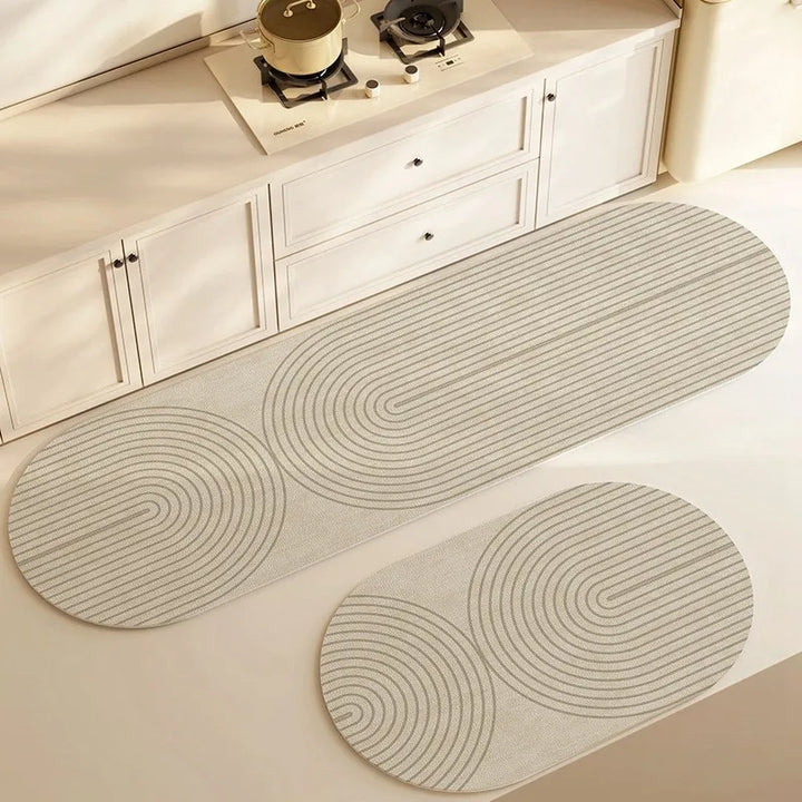 Kalsten | Pureterra | Kitchen Mat Super Absorbent | Non-Slip & Washable | Diatomite Design | Oval & Long Shape | Comfort Rug for Kitchen & Bathroom