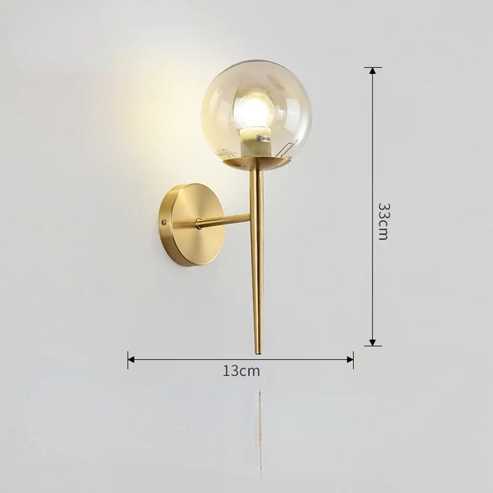 Modern LED Gold Glass Ball Wall Lamp for Indoor Lighting Decoration | Kalsten