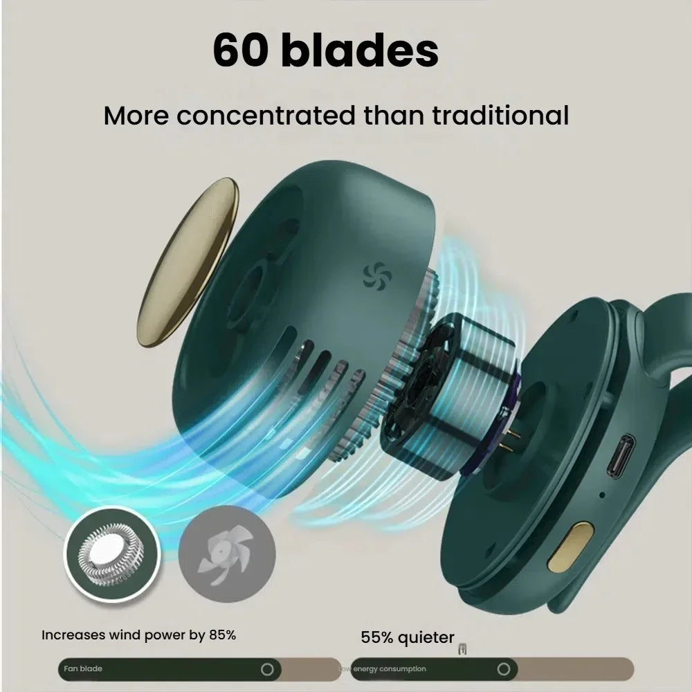 Portable Mini Handheld Bladeless Fan – Rechargeable Clip-On Waist or Desktop Fan for Outdoor Ventilation | Kalsten