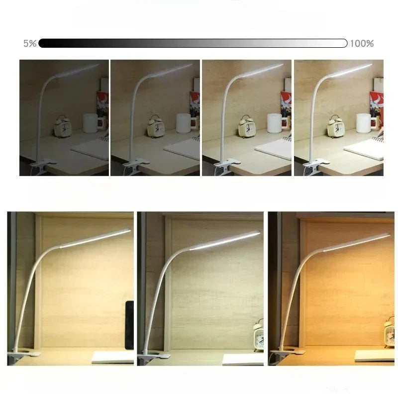 Kalsten | LED Clamp Light LumaFlex | 3 Light Colors & 10 Brightness Levels | USB Operation | Flexible Gooseneck | Eye-Friendly & Dimmable